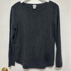 Chicos Charcoal Gray Metallic Lightweight Sweater Women’s Size S